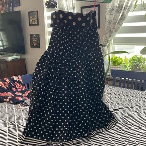 Betsey Johnson Black and White Polka Dot Party Dress Strapless Pockets Size 4